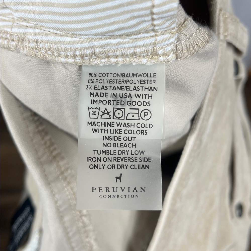 Peruvian Connection Zoe Velveteen Jeans in Parchment. - Picture 8 of 8